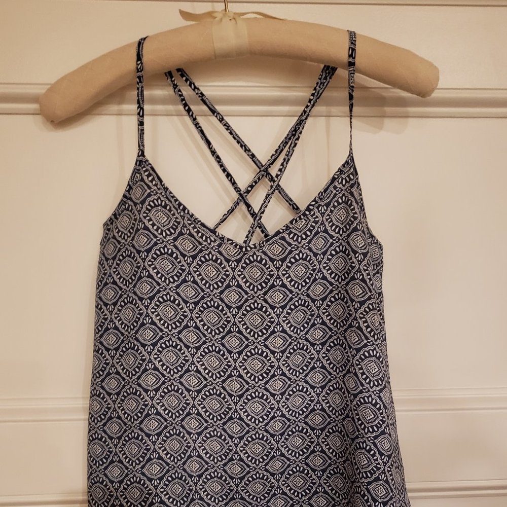 Hollister Spaghetti Strap Blue & White Blouse Size S